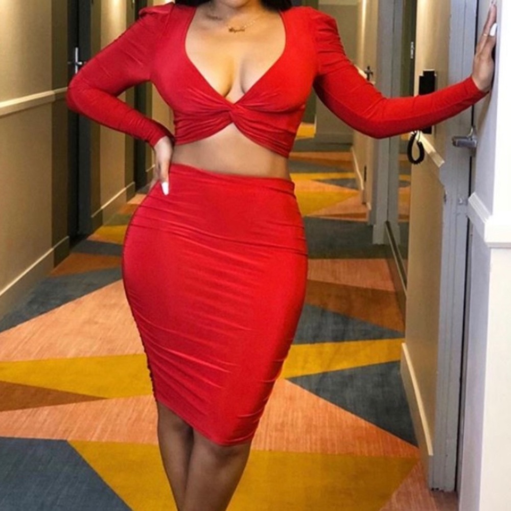 Crop Top and Skirt Set